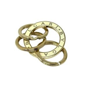 BVLGARI Gold Plated Key Ring White Enamel Insert